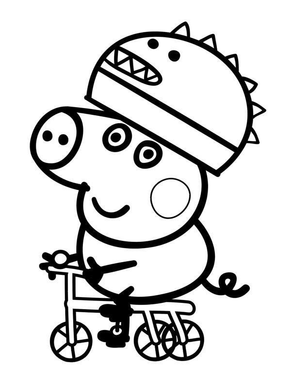 Online coloring book: George on a bicycle coloring page